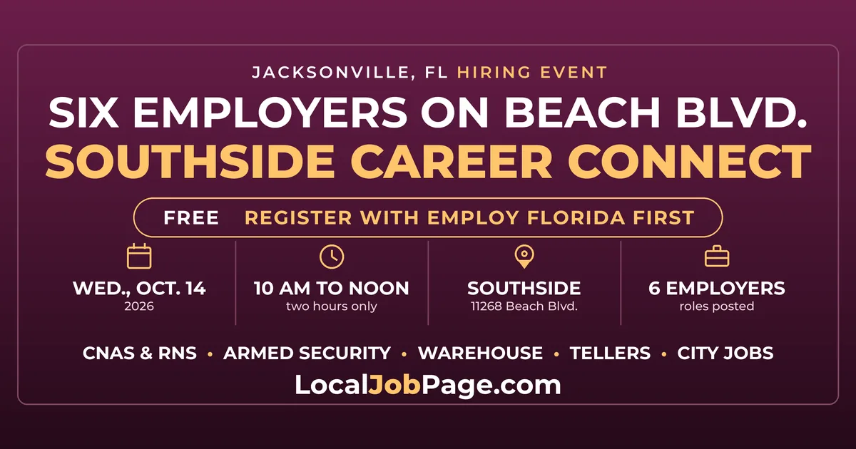 Jacksonville Hiring Event Oct. 14: Six Employers at the Southside Career Center